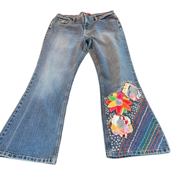 Upcycled Gloria Vanderbilt Boitcut Jeans Size 16 Petite Hand Sewn Remade - Picture 1 of 9